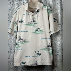 GPS Men’s Sport Fishing Polo Shirt - Cream and Green